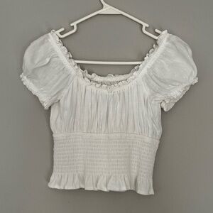 Hollister white off the shoulder blouse with ruffle details
